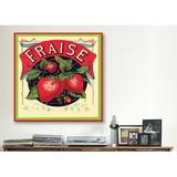 Winston Porter Fraise Strawberries Vintage Crate Label - Graphic Art Print on Canvas in Gray | 37 H x 37 W x 1.5 D in | Wayfair