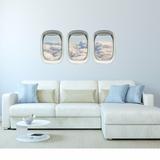 Winston Porter Airplane Window Peel & Stick Aerial Cloud View 3 Piece Wall Decal Set Vinyl in Gray | 14 H x 10 W in | Wayfair