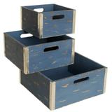 August Grove® 3 Piece Distressed Wooden Crate Set Solid Wood in Blue | 5 H x 10.25 W x 10.25 D in | Wayfair 9AD18C13263E4666AC95FEB0BA38CA75