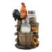 August Grove® Urbana Sunflower Farm Crowing Rooster Standing on Fence Figurine Resin, Glass in Brown/Gray | 6 H x 7 W x 4 D in | Wayfair