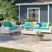 Wade Logan® Azyon 6 Piece Sofa Seating Group w/ Cushions Synthetic Wicker/All - Weather Wicker/Wicker/Rattan in White | Outdoor Furniture | Wayfair