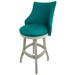 Red Barrel Studio® Esita Swivel Wood Bar & Extra Tall Stool Wood/Upholstered in Blue/White | 52 H x 22 W x 20 D in | Wayfair