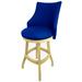 Red Barrel Studio® Esita Swivel Wood Bar & Extra Tall Stool Wood/Upholstered in Blue/Brown | 52 H x 22 W x 20 D in | Wayfair