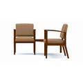 Lesro Amherst Wood Waiting Reception 2 Seat Tandem Wood Frame w/ Corner Table Wood in Brown | 33 H x 56 W x 56 D in | Wayfair AW2301.WNA-01PPBO