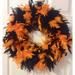 The Holiday Aisle® 23" Feather Wreath Feather in Orange/Black | 23 H x 23 W x 2 D in | Wayfair 2A92863AE65C4E5CA317E648E31690E5