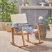 Gracie Oaks Arend Outdoor Rocking Chair w/ Cushions, Wood in White | 36.75 H x 26 W x 35.75 D in | Wayfair EC40C6B27FE54727A5F3377986C5B528