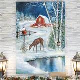 The Holiday Aisle® 'Holiday Skating -Gallery' by Parvez Taj 1 Piece Wrapped Canvas Print Metal in Blue | 32 H x 24 W in | Wayfair
