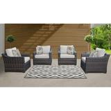 River Brook 4 Piece Outdoor Wicker Patio Chair w/ Cushions Wicker/Rattan in Gray kathy ireland Homes & Gardens by TK Classics | Wayfair RIVER-04G