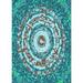 White 36 x 0.35 in Indoor Area Rug - East Urban Home Oriental Teal Area Rug Polyester/Wool | 36 W x 0.35 D in | Wayfair