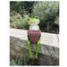 Red Barrel Studio® Warminster Cute Resin Sitting Frog Holding a Garden Pot Statue Resin/Plastic in Green | 12 H x 3.5 W x 4 D in | Wayfair