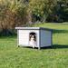 Tucker Murphy Pet™ Schillinger Flat Roof Club Dog House Wood House in Gray/White | 32.3 H x 45.7 W x 31.1 D in | Wayfair