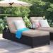 Latitude Run® Larrissa Reclining Sun Chaise Lounge Set w/ Cushion & Table Wicker/Rattan | 19.5 H x 36 W x 87 D in | Outdoor Furniture | Wayfair