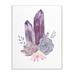 Bungalow Rose 'Succulent Crystal Flower Purple Blue Watercolor Painting' Graphic Art on Canvas in Indigo | 19 H x 13 W x 0.5 D in | Wayfair