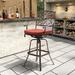 Fleur De Lis Living Barboza 29.13" Patio Bar Stool w/ Cushion Metal in Red | 48.8 H x 20.5 W x 22.64 D in | Wayfair