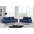 Everly Quinn Dellwood 2 Piece Living Room Set Velvet in Blue | 33.46 H x 76.77 W x 31.89 D in | Wayfair Living Room Sets