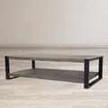 Greyleigh™ Chattooga Solid Wood Sled Coffee Table w/ Storage Wood/Metal in Brown/Gray | 19 H x 48 W x 26 D in | Wayfair