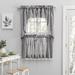 Gracie Oaks Checkmate Plaid Cotton Tailored 70" Cafe Curtain 100% Cotton in White/Black | 36 H x 70 W x 2 D in | Wayfair