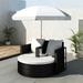 Bay Isle Home™ Patio Bed Outdoor Patio Lounger Wicker Daybed w/ Parasol Poly Rattan Wicker/Rattan in Gray/Black | 30 H x 51.2 W x 22.8 D in | Wayfair