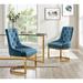 Everly Quinn Caffrey Tufted Velvet Side Chair Upholstered/Velvet in Blue/Yellow | 37 H x 22.5 W x 24 D in | Wayfair