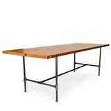 Union Rustic Helwig Rectangular Solid Wood Table Metal in Brown | 30 H x 96 W x 40 D in | Wayfair 244286167AA94C7DA7C9E15DCD4A2C0C