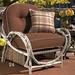 Woodard River Run Patio Chair w/ Cushions Wicker/Rattan in Brown/White | 40 H x 40 W x 39 D in | Wayfair S545001-53N