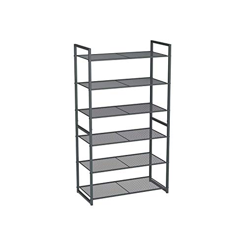 SONGMICS 6-Tier Shoe Rack, Stackable Shoe Organizer, 18-24 Pairs of Shoes, Metal Shoe Rack Storage, 24.8 x 11.8 x 44.1 Inches, Smoky Gray ULMR86GC