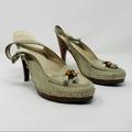 Gucci Shoes | Authentic Gucci Suede Slingback Platform Heels | Color: Brown/Cream | Size: 9.5