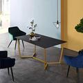 Cherry Tree Furniture SIERRE 6-Seater Dark Oak Dining Table with Geometric Metal Legs