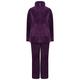 Slenderella Ladies Soft Coral Fleece Pyjamas Zip Up Waffle Top & Plain PJ Bottoms Medium (Plum)