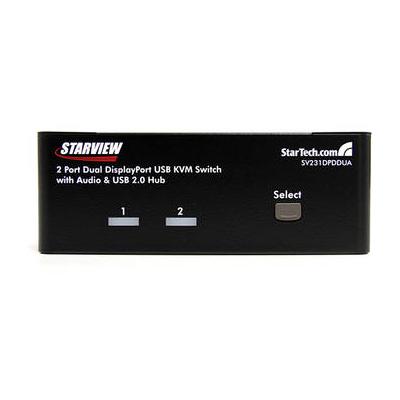 StarTech 2-Port Dual DisplayPort USB KVM Switch with Audio & USB 2.0 Hub SV231DPDDUA