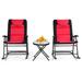 Costway 3 Pcs Outdoor Folding Rocking Chair Table Set with Cushion-Black&Red