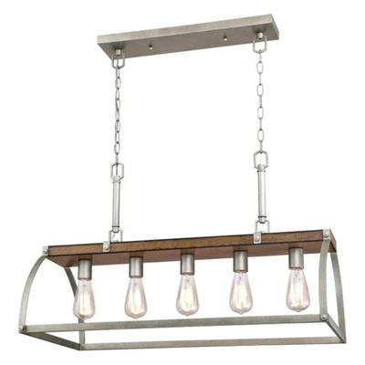 Westinghouse 63517 - 5 Light Barnwood with Galvanized Steel Accents Chandelier Light Fixture (5Lt Chand Barnwood & Galvanized Steel)