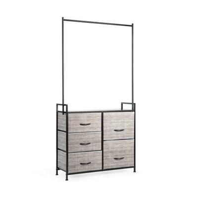 Costway 5 Fabric Drawers Dresser with Metal Frame ...