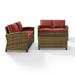 Birch Lane™ Lawson 3 Piece Rattan Sofa Seating Group w/ Cushions Synthetic Wicker/All - Weather Wicker/Wicker/Rattan in Red/Brown | Outdoor Furniture | Wayfair