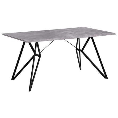 Esstisch Grau Schwarz 90 x 160 cm MDF Tischplatte Metallfüßen Furnier Rechteckig Betonoptik Modern Scandinavien Stil