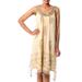 Gujarat Glitz,'Beige Beaded A-Line Golden Dress with Beadwork'