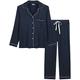 Amorbella Ladies Breastfeeding Button Down/Up Long Sleeve Pajama/Pj Set for Hospital(Navy Blue, Medium)