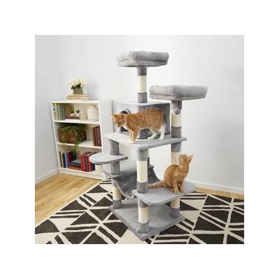 Frisco 59-in Faux Fur Cat Tree & Condo, Gray