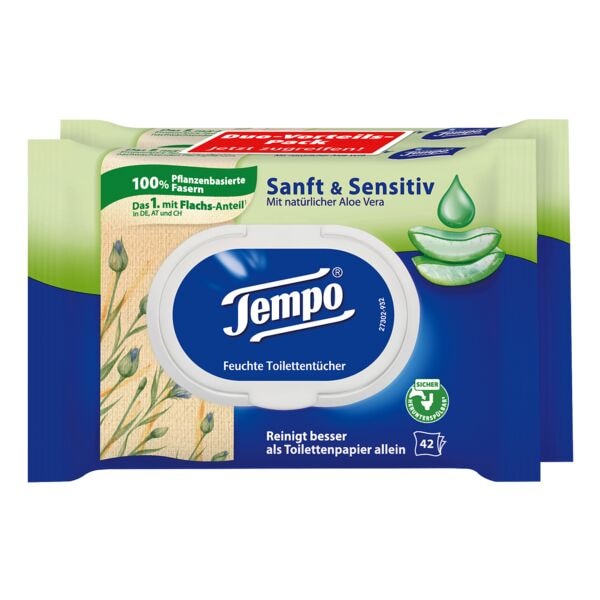Tempo Doppelpack Feuchtes Toilettenpapier »Sanft & Sensitiv« weiß Image