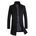 FTCayanz Men's Wool Coats Casual Slim Fit Woolen Trench Coat Long Overcoat Thick Black XXL