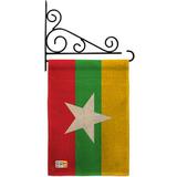 Breeze Decor Myanmar Burma 2-Sided Burlap 19 x 13 in. Garden Flag in Green/Orange/Red | 18.5 H x 13 W in | Wayfair