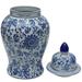 Canora Grey Thiel Floral Porcelain Temple Jars in Blue/White | 24 H x 13 W x 13 D in | Wayfair 81F38FC309B144DEBA23CEA42275A808