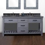 Foundry Select 72" Rustic Double Batroom Vanity Wood/Stone in Blue/Brown/Gray | 36 H x 72 W x 22 D in | Wayfair 270AAC581BE94F349B6C144173789011