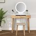 Mercury Row® Rowell Vanity Table Set w/ 3 Modes Adjustable Brightness Mirror & Free Make-up Organizer Wood in Brown/White | Wayfair