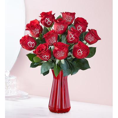 1-800-Flowers Flower Delivery Conversation Roses I Love You 12 Stems W/ Red Vase | Happiness Delivered To Their Door