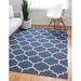 Blue/Navy 50 x 0.16 in Area Rug - Longshore Tides Isidore Geometric Cotton Navy Blue/Ivory Area Rug Cotton | 50 W x 0.16 D in | Wayfair