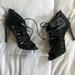 Jessica Simpson Shoes | Black Faux Leather Open Toe Ankle Heels | Color: Black | Size: 7