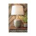 Union Rustic Monico 27.25" Gold Table Lamp Glass/Fabric in Gray/Yellow | 27.25 H x 16.5 W x 16.5 D in | Wayfair 82176F31A3694579AB42B1D048DF04F3