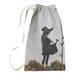 East Urban Home Banksy Graffiti Aerial Flower Girl Laundry Bag Fabric in White | 36 H in | Wayfair 7563494D54CD460CBBFD90D6D3F09294