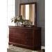 Red Barrel Studio® Bivins 6 Drawer 57" W Double Dresser w/ Mirror Wood in Brown, Size 33.0 H x 57.0 W x 15.0 D in | Wayfair